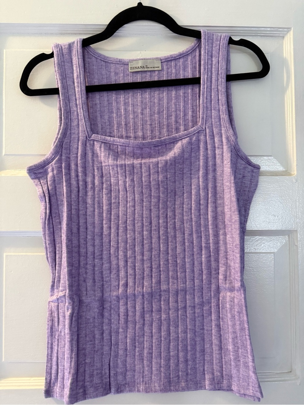 Zenana Outfitters Lilac Ribbed Square Neck Tank Top